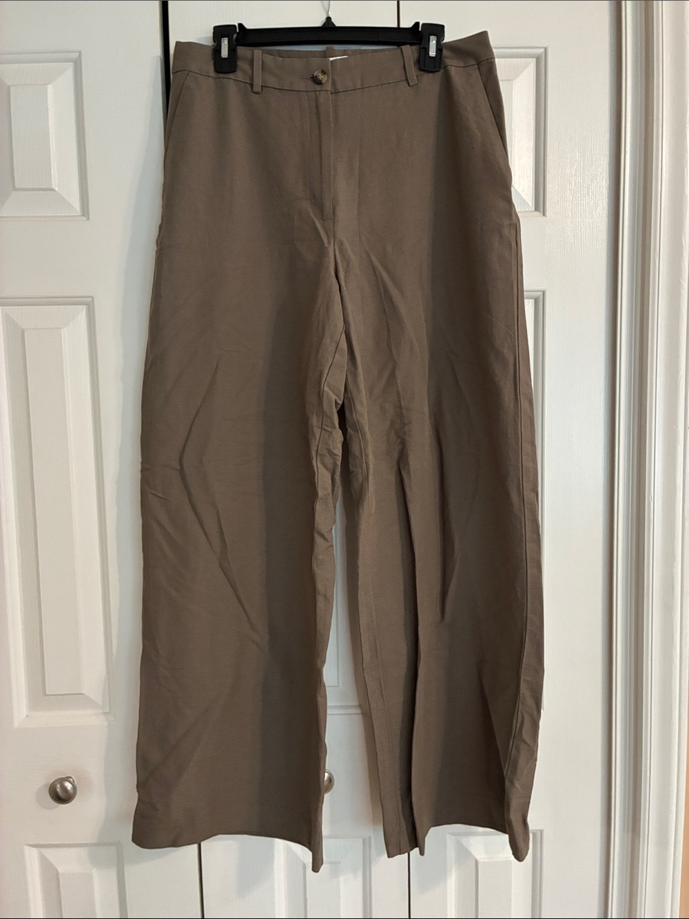 H&M WIDE-LEG LINEN-BLEND PANTS